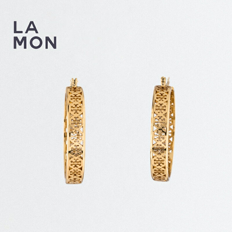 トリーバーチ ピアス TORY BURCH Kinsley Logo Hoop Earrings フープ ロゴ ピアス GOLD ゴールド系|LAMONBOUTIQUE店