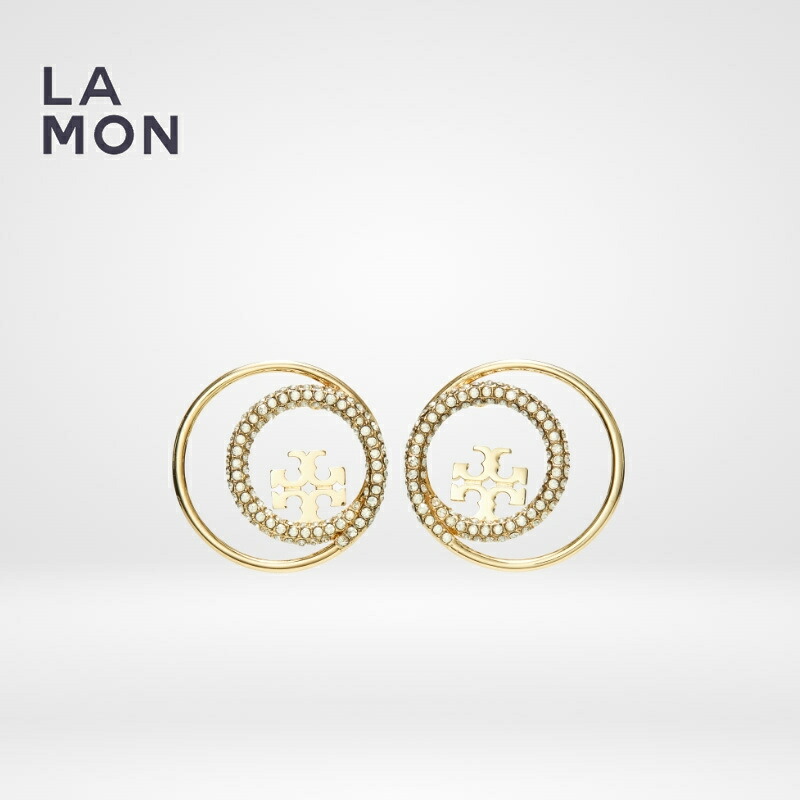 トリーバーチ ピアス TORY BURCH 150571 700 MILLER RINGS STUD ミラー ロゴ ピアス Gold ゴールド系|LAMONBOUTIQUE店