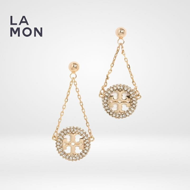 トリーバーチ ピアス TORY BURCH 153690 783 MILLER PAV? DROP EARRING ミラー ロゴ ピアス Gold ゴールド系|LAMONBOUTIQUE店