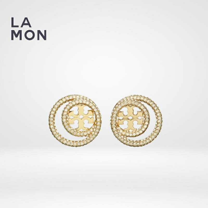 トリーバーチ ピアス TORY BURCH 157231 783 MILLER PAV? DOUBLE RING STUD ミラー ロゴ ピアス Gold ゴールド系|LAMONBOUTIQUE店