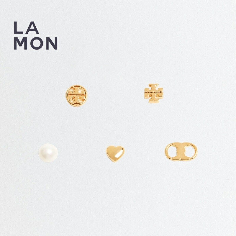 トリーバーチ ピアス TORY BURCH 157972 749 Set of five earrings パール メタル ピアス セット Gold ゴールド系｜LAMONBOUTIQUE店