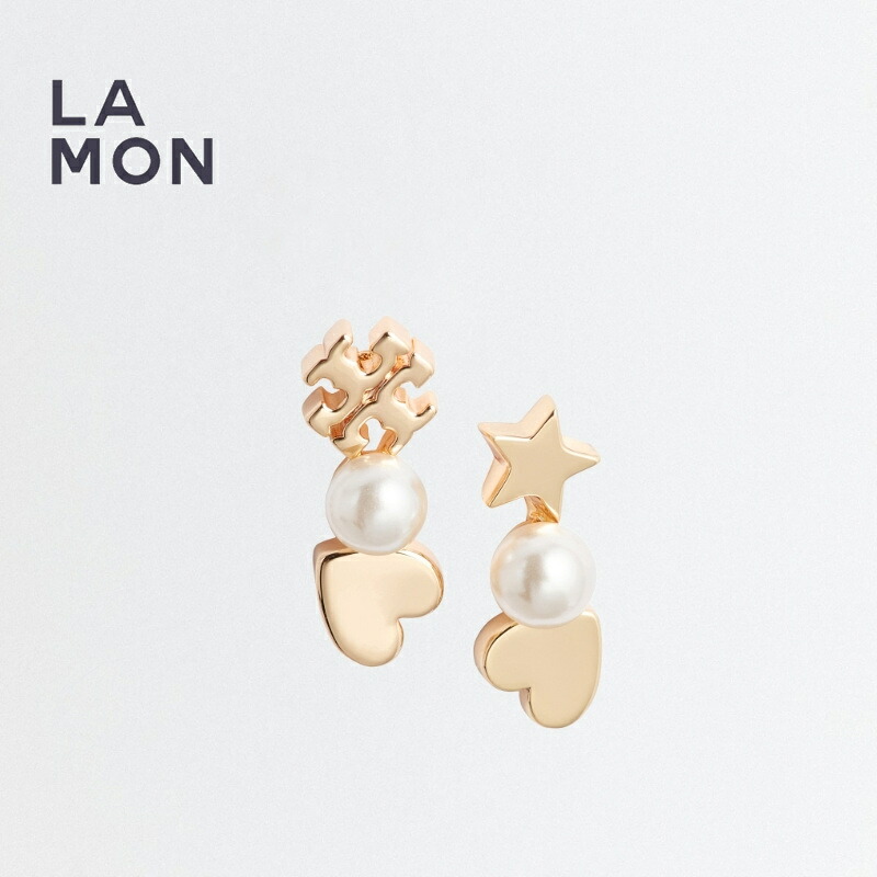 トリーバーチ ピアス TORY BURCH 167338 137 Kira Pearl Ear Climber キラ メタル パール スター ハート ピアス Gold ゴールド系｜LAMONBOUTIQUE店