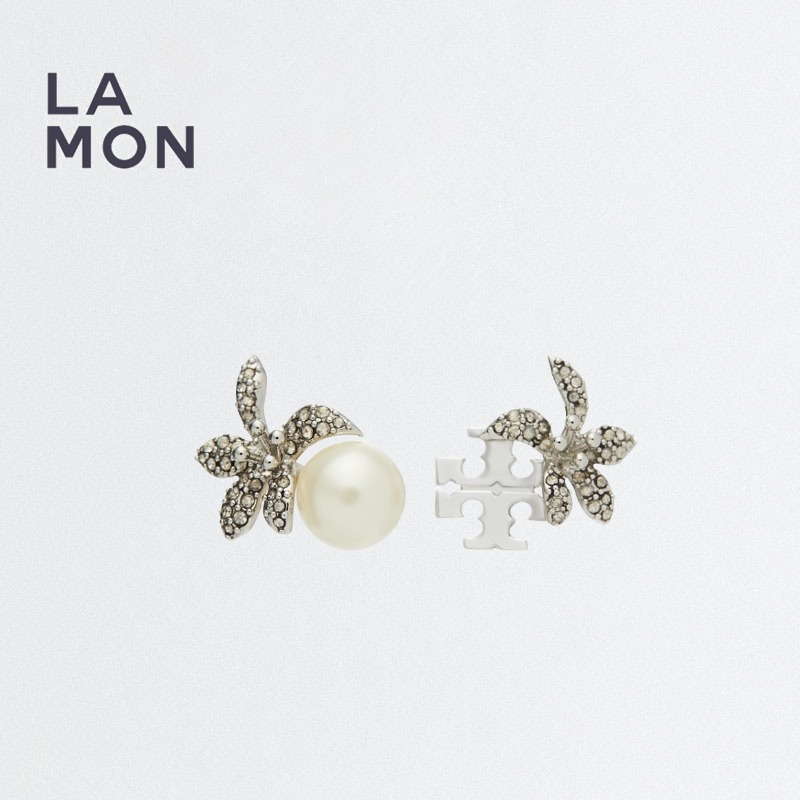 トリーバーチ ピアス TORY BURCH 180871 056 MOONDANCE PEARL AND FLOWER STUD EARRINGS メタル ピアス SILVER シルバー系|LAMONBOUTIQUE店