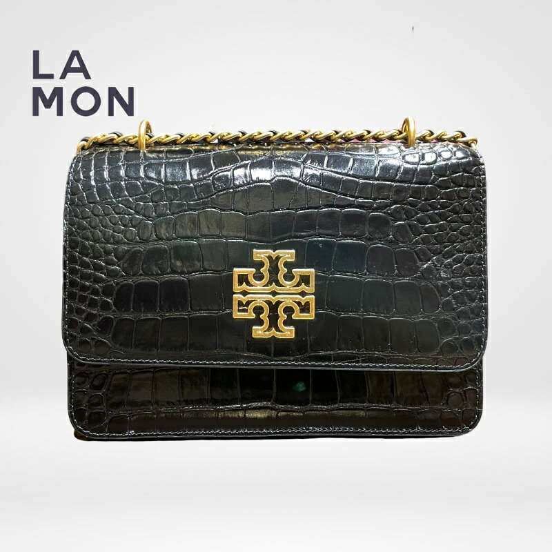 トリーバーチ ショルダーバッグ TORY BURCH 78571 001 Britten Croc Small Adjustable Shoulder Bag ショルダーバッグ Black ブラック系｜LAMONBOUTIQUE店