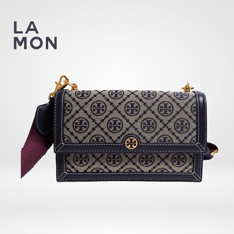 トリーバーチ ショルダーバッグ TORY BURCH 81000 405 T MONOGRAM JACQUARD MINI SHOULDER BAG Tモノグラム ジャカード ミニ ショルダーバッグ Tory Navy ネービー系｜LAMONBOUTIQUE店