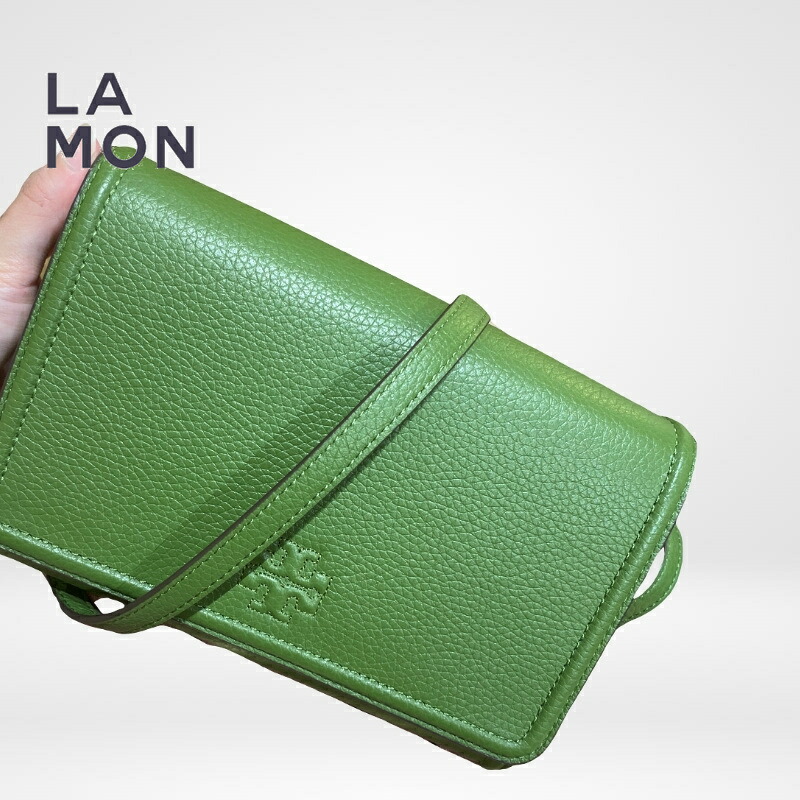 トリーバーチ ショルダーバッグ TORY BURCH 55374 370 Thea Flat Wallet Cross-Body テア ハンドバッグ Spinach グリーン系｜LAMONBOUTIQUE店