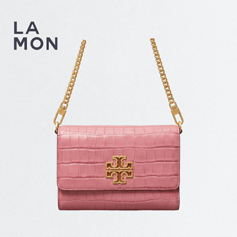 トリーバーチ ショルダーバッグ TORY BURCH 75649 654 Britten Croc Chain Wallet ブリ十 チェーン店 ウォレット Cactus Flower さくら色系