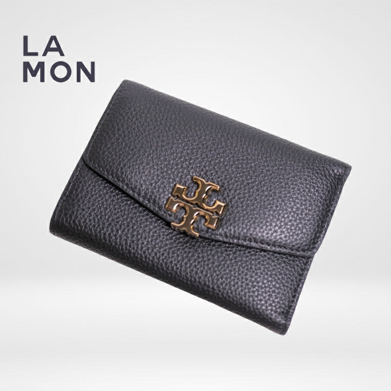 トリーバーチ 財布 TORY BURCH 55340 001 KIRA MIXED-MATERIALS MEDIUM FLAP WALLET キラ ミディアム ウォレット BLACK ブラック系｜LAMONBOUTIQUE店