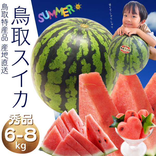 ご予約 鳥取すいか スイカ【ご贈答用】大6～8ｋ前後！鳥取県北栄町産(旧大栄町）  送料無料