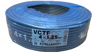 富士電線工業 VCT-F1.25sqx4C 100m/1巻 ビニールキャブタイヤコード 〔VCTF1.25SQ4C〕