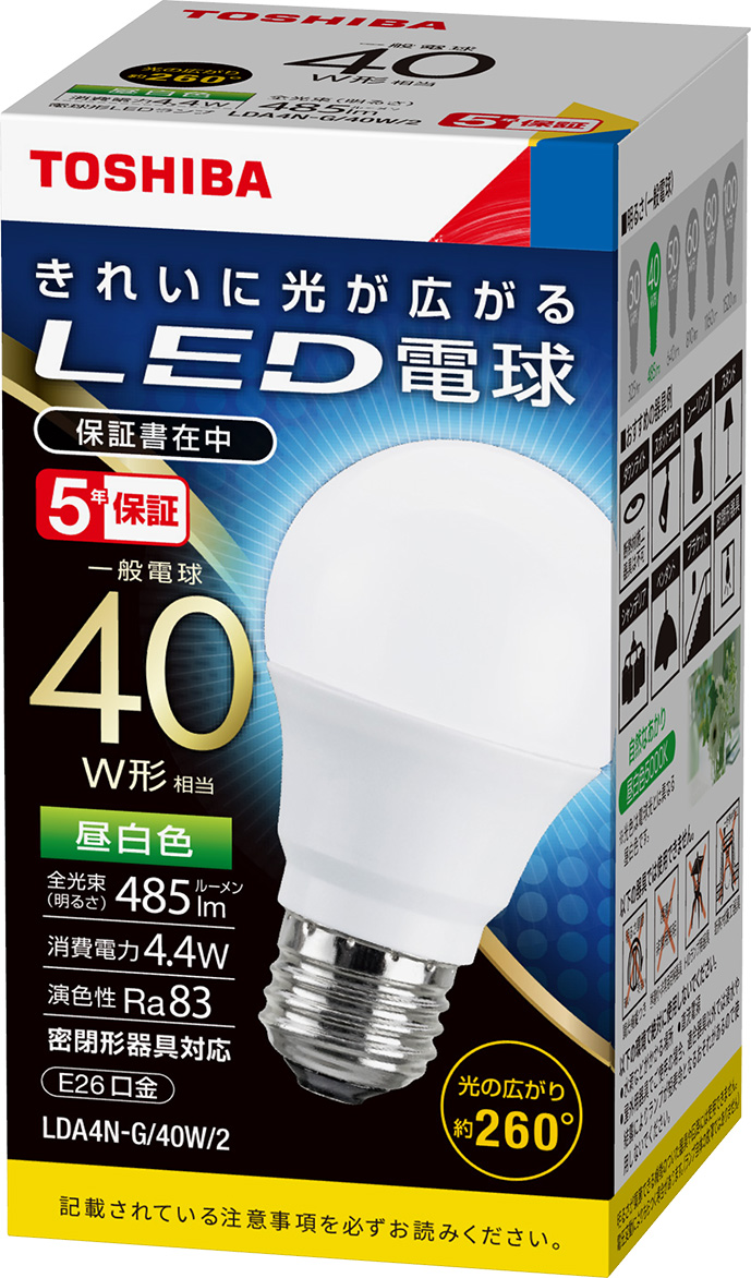 楽天市場】東芝 LDA7N-G-E17/S/60W 単品 口金E17 昼白色 小形電球60W形