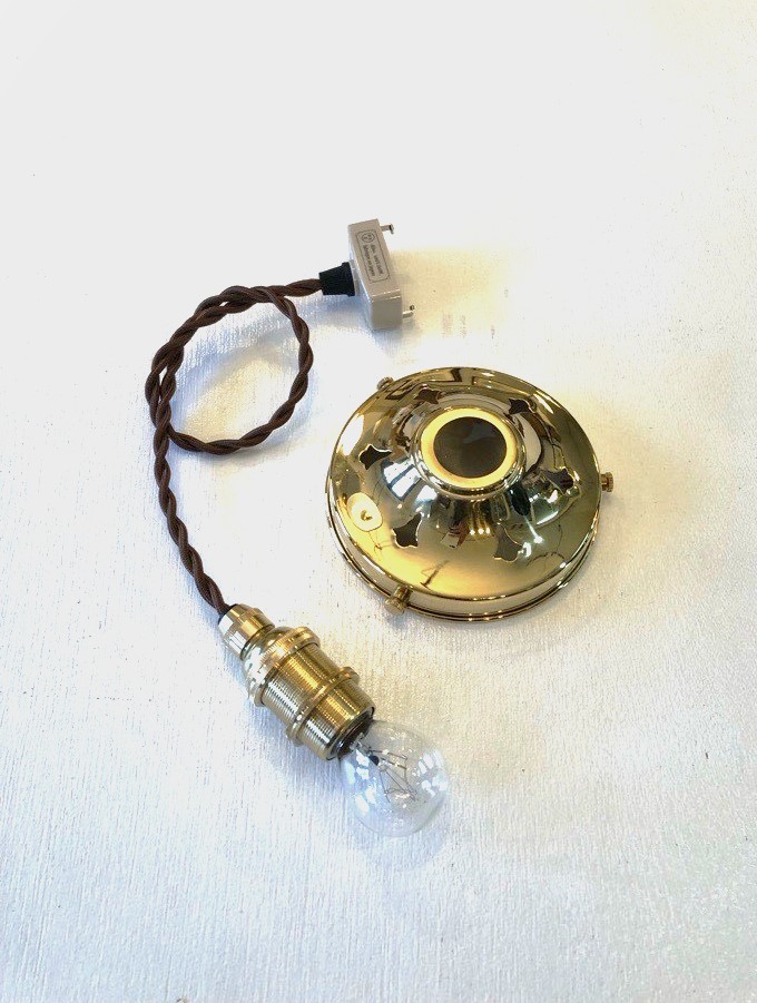 アンティークランプなどに使用する、E17電球用の真鍮製ソケットコード ペンダントソケット レトロ 照明 真鍮 E17 引っ掛けシーリング