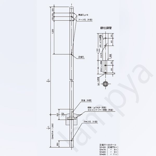 楽天市場 多目的用途柱 Catv用 Naポール Sh 7 601 メッキ Z 日本ネットワークサポート 鋼管ポール らんぷや