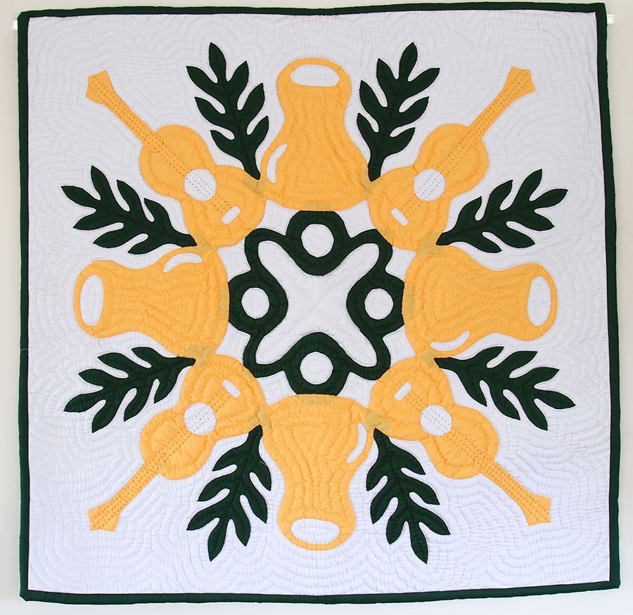 ハワイアンキルトのタペストリー、カバー（手縫い） ハワイアンキルトのタペストリー、カバー(手縫い)