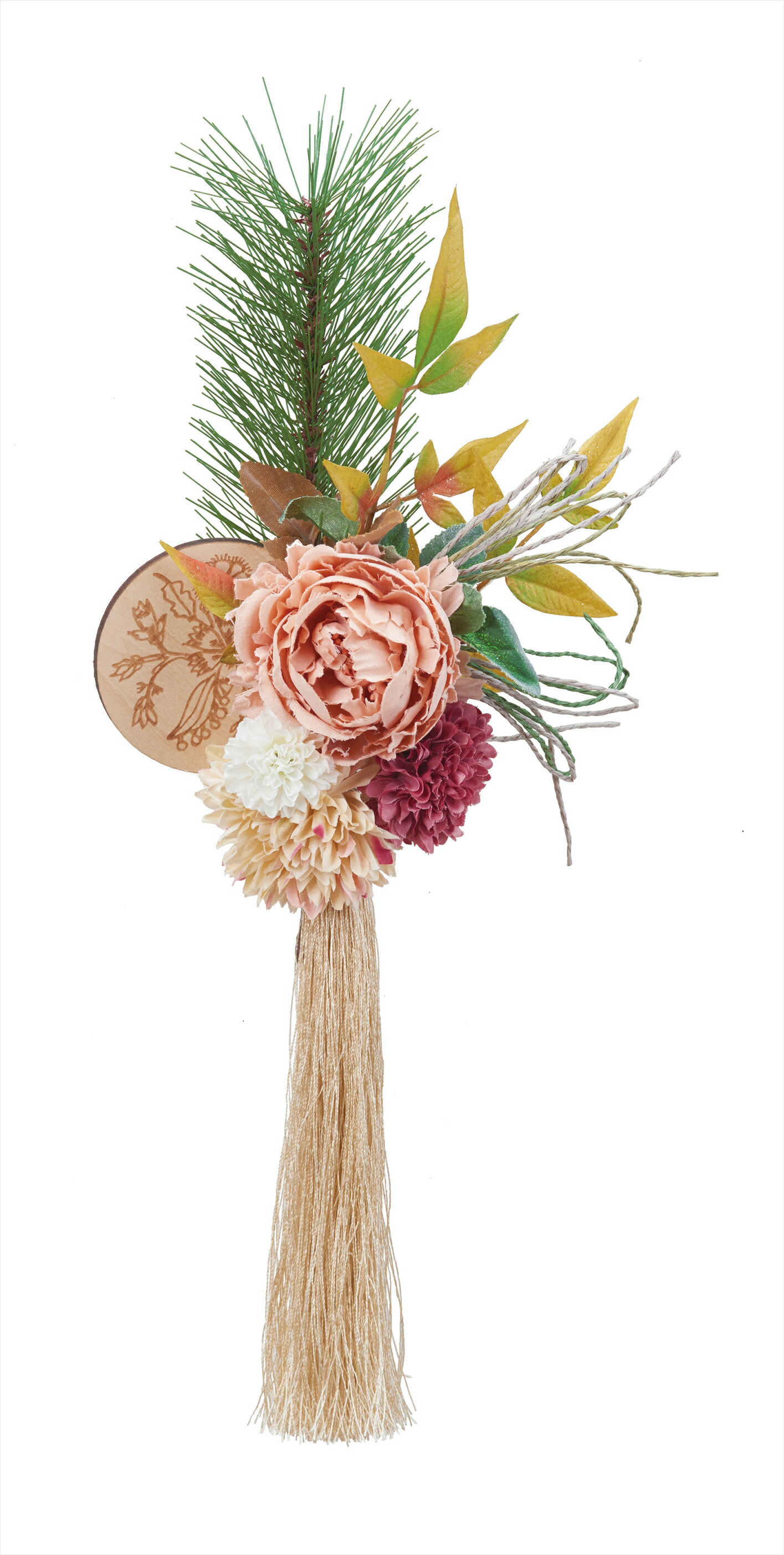 ブランド品専門の ﾋﾟｵﾆｰと松の壁飾り 花 観葉植物