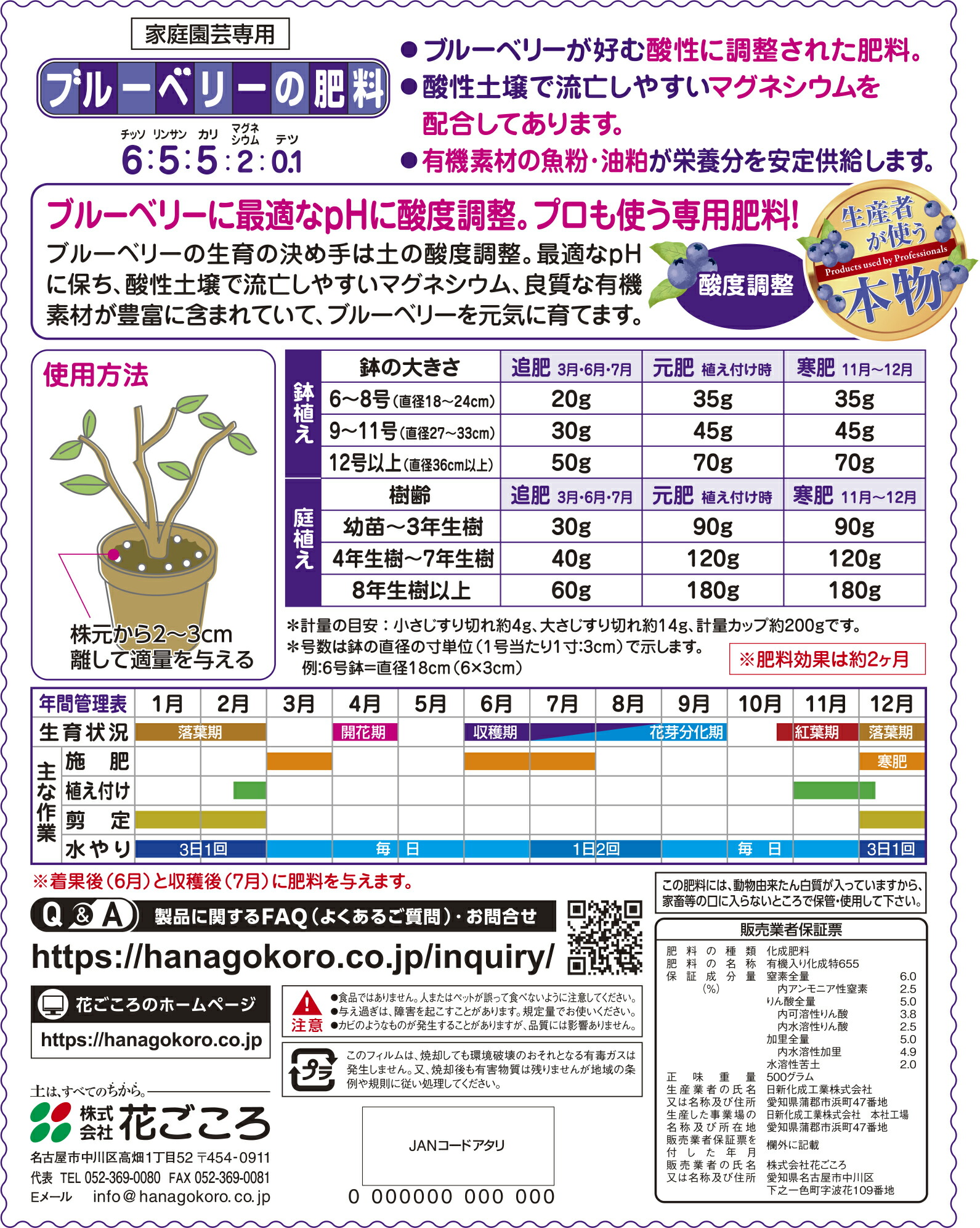 ブルーベリーの肥料