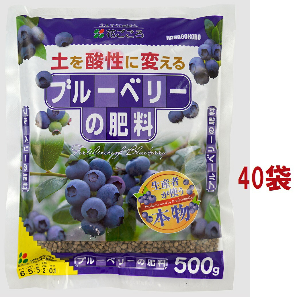 【ケース販売：C/T40】 ブルーベリーの肥料 500g （40袋入り） 花ごころ 土 専用土