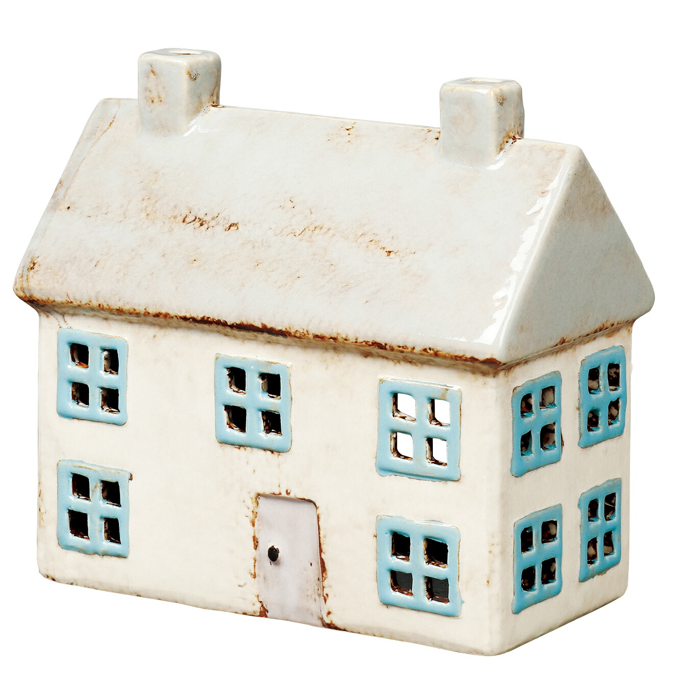 【楽天市場】キャンドルハウス （青窓の長屋）蚊取り線香立て 蚊取り線香 ハウス 家 家型 小屋 陶器 陶器製 置物 オブジェ Candle