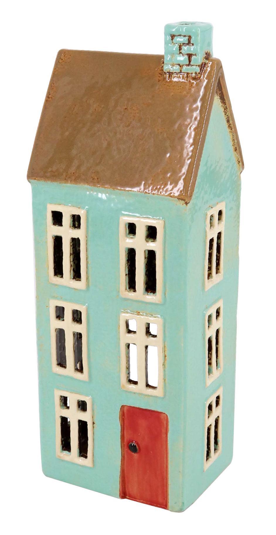 【楽天市場】キャンドルハウス （十字窓の水色3階建ての家）蚊取り線香立て 蚊取り線香 ハウス 家 家型 小屋 陶器 陶器製 置物 オブジェ