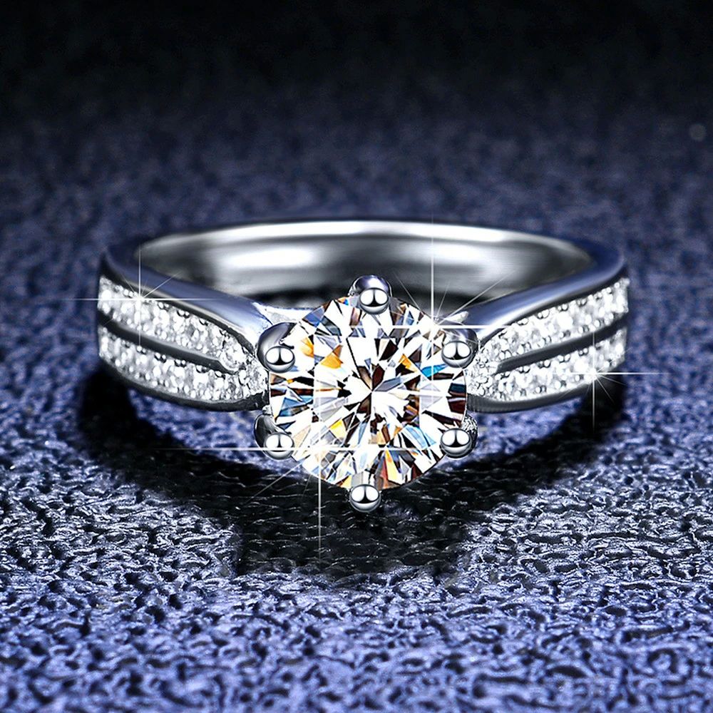 リング レディース モアサナイト ホワイト シルバー925 シルバー 7号 9号 11号 14号 16号 18号 0.5ct 1ct 2ct｜LANDBOX STORE