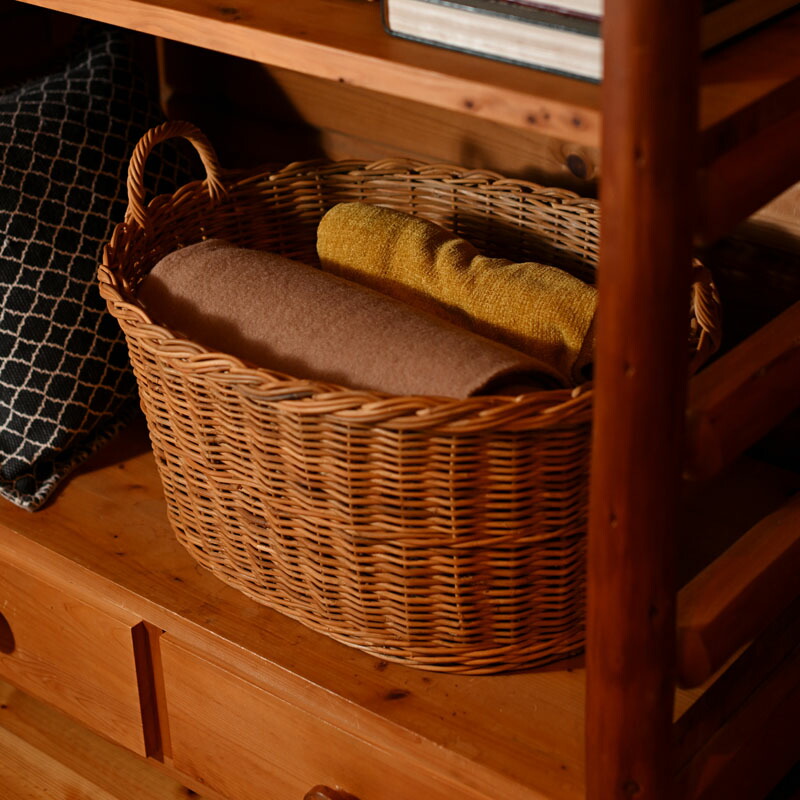 【アンティーク】籐 ラタン家具 キャスター付き ランドリーバスケット 脱衣かご 籐 ラタン 脱衣かご アンティーク レトロ ラック バスケット