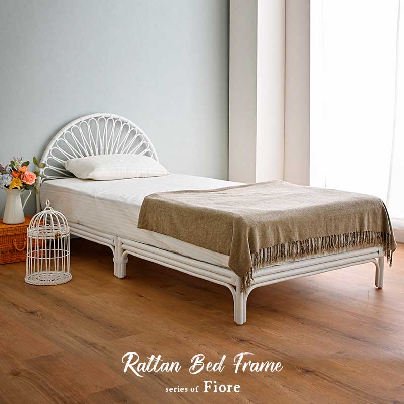 楽天市場】アジアン 家具 ベッド フレーム シングル マットレスなし 籐