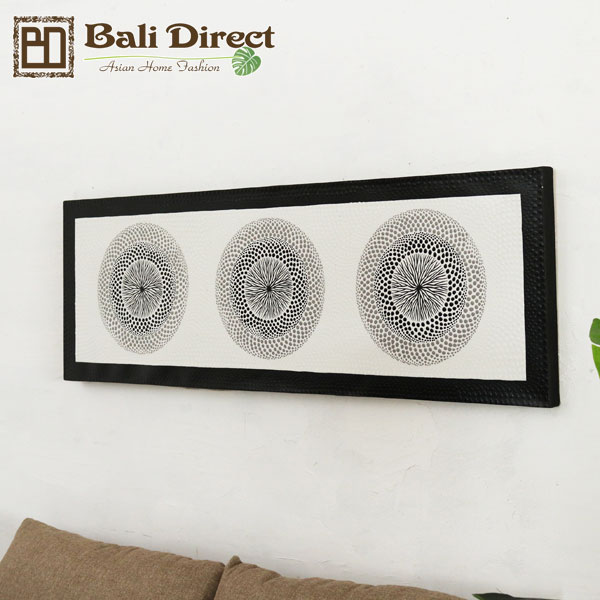 ドットアート パネル バリ絵画 モダン 120×40cm 壁掛け サークル Z910111F  Bali Direct