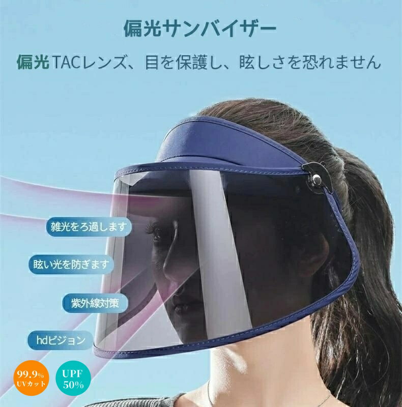 【楽天市場】【正規品 1年交換保証 】【vivartte 】サンバイザー 防御率999 偏光サンバイザー サンハット 偏光機能 サン 