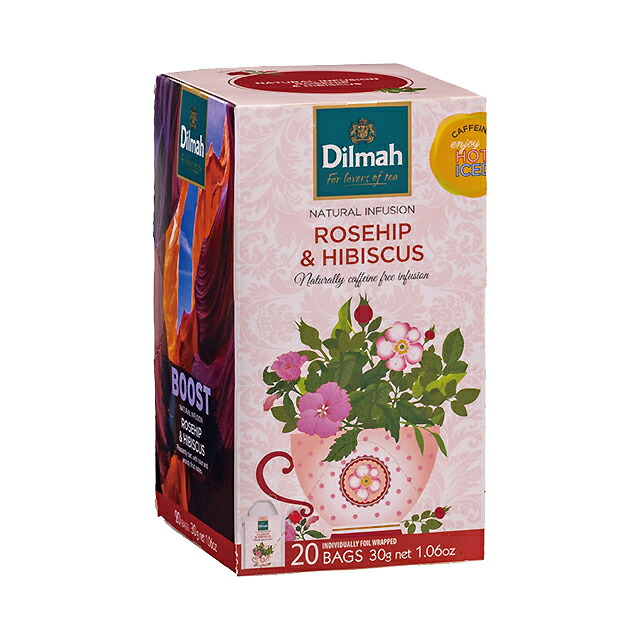 ディルマ紅茶 ローズヒップ＆ハイビスカス・フラワー 20TB Dilmah ROSEHIP AND HIBISCUS ハーブティー ノンカフェイン