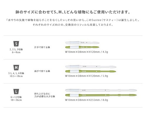 楽天市場 植物の水分計 Sustee サスティー Sサイズ 交換可能 Cabinotier 2号 2 5号 3号 3 5号 観葉植物 ラン 多肉植物 サボテン 花苗 サスティ ランドプランツ