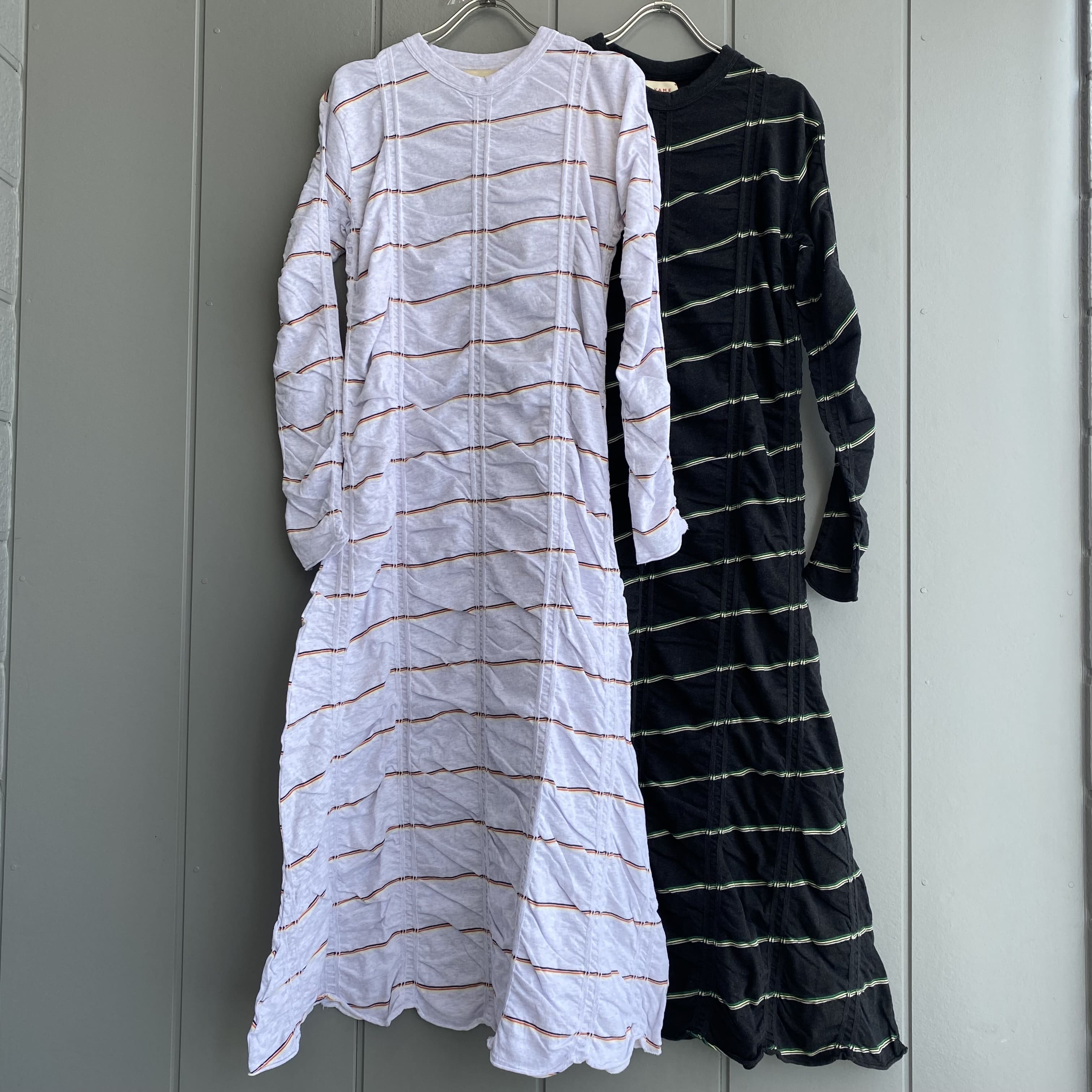 【MEYAME】TUCKED JACQUARD BORDER DRESS(タックジャガードボーダードレス)メヤメ ワンピース 快適素材 MEY-2230