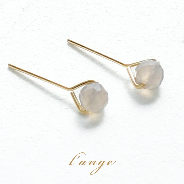 楽天市場】天然石 サンストーン 14KGF スタッドピアス シンプル