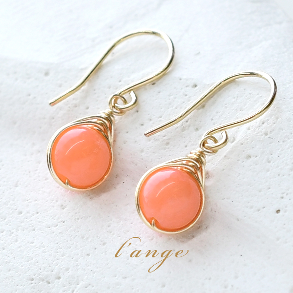 楽天市場】赤珊瑚 レッドコーラル K14 ゴールドフィルド ピアス