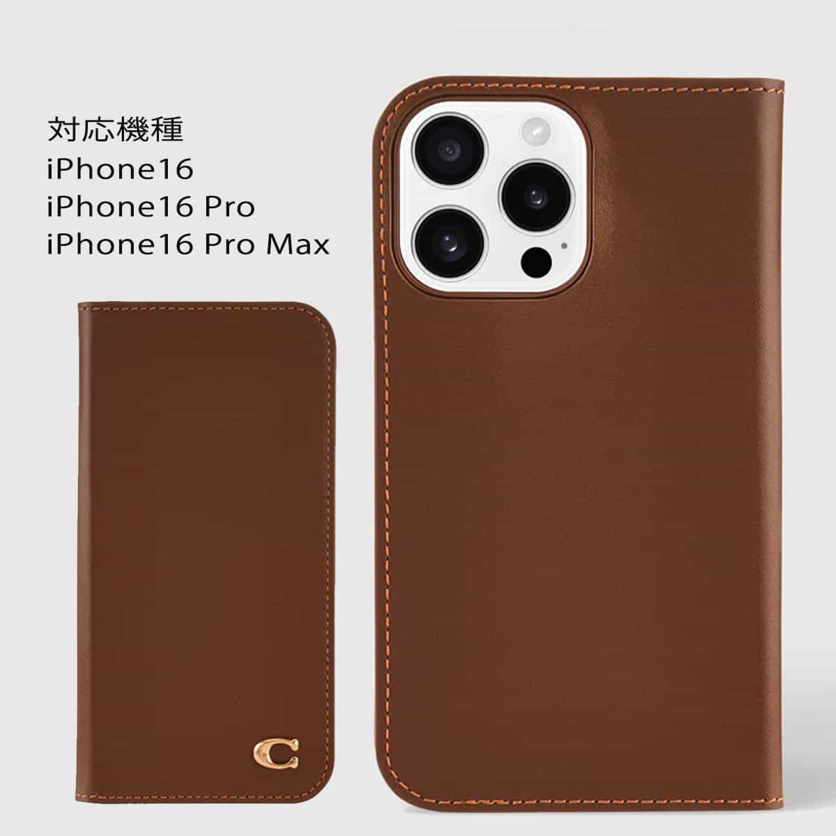 iPhone16Pro コーチ（R）ブックタイプケース／ヘーゼルナッツ au限定】iPhone 16 Pro用 COACH（R）ブックタイプケース