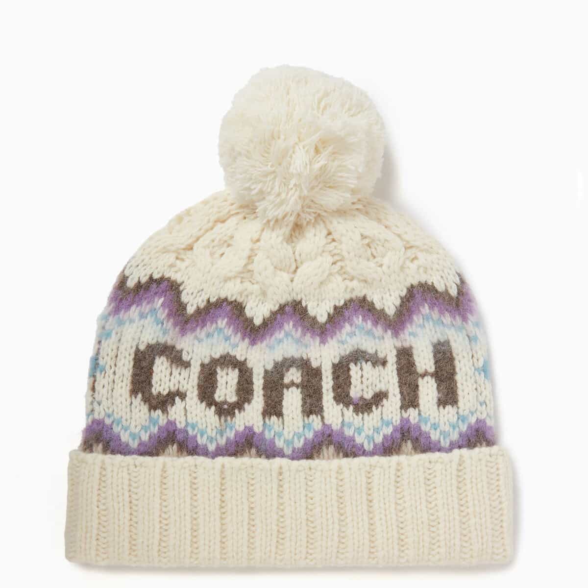 コーチ職 編み物帽 レディース ブランド名 書き判 ビーニー 編み物旗がしら 秋冬 ゆったり COACH