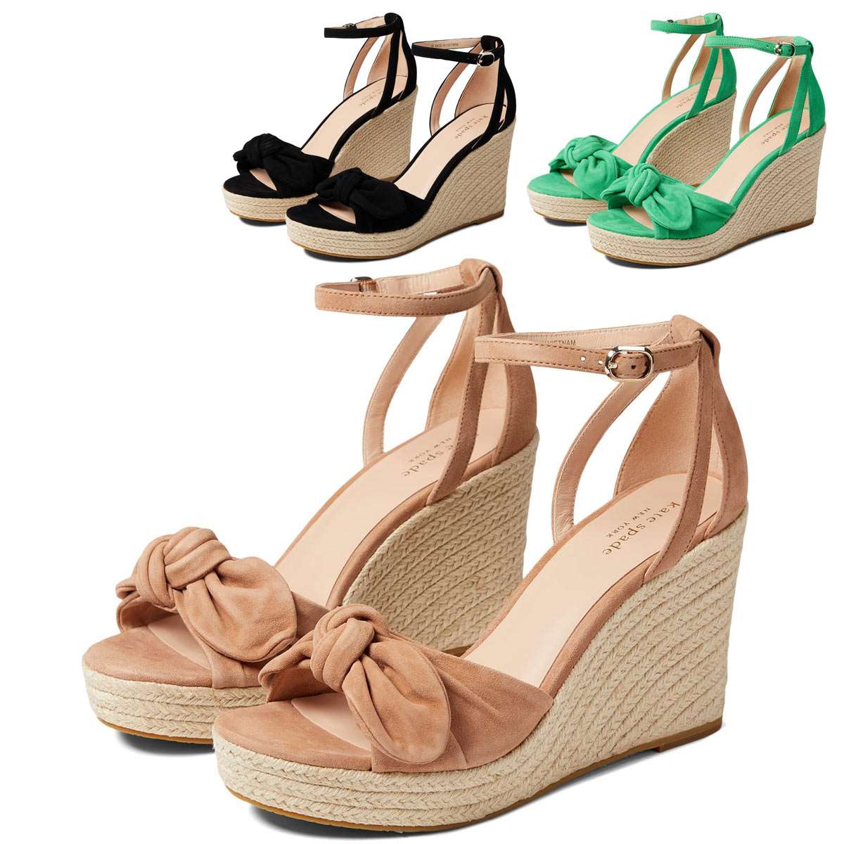 【Kate Spade】Leandra エスパドリーユ ウェッジサンダル kate spade new york Leandra Metallic Bow Detail Leather