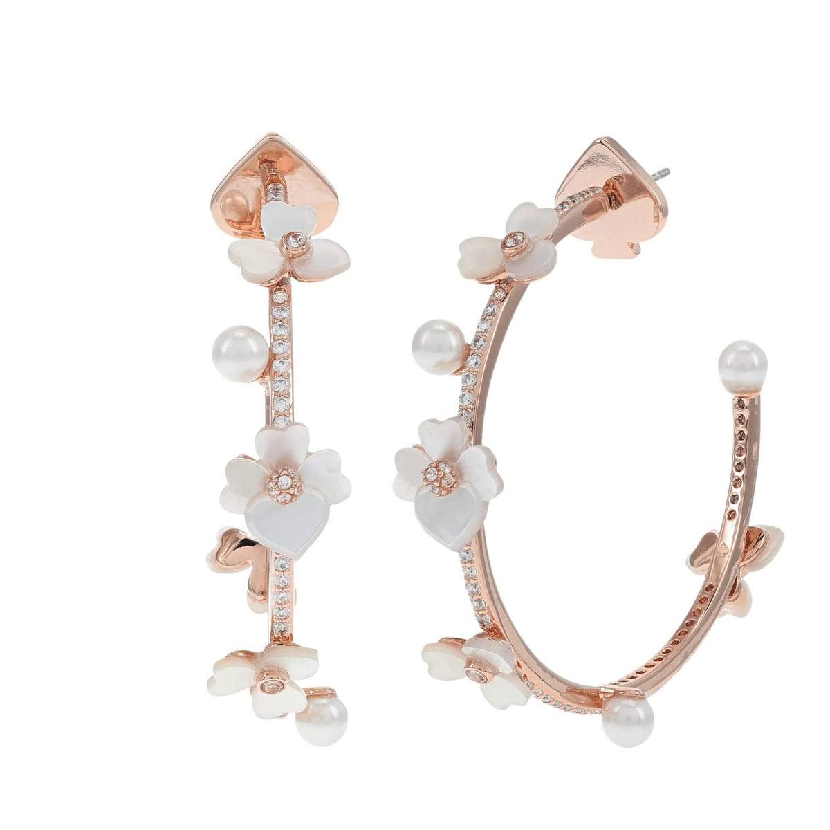 ケイトスペード ピアス フープ パール 花 ローズゴールド ジュエルキュービックジルコニア 人気ブランド 誕生日プレゼント kate spade new york