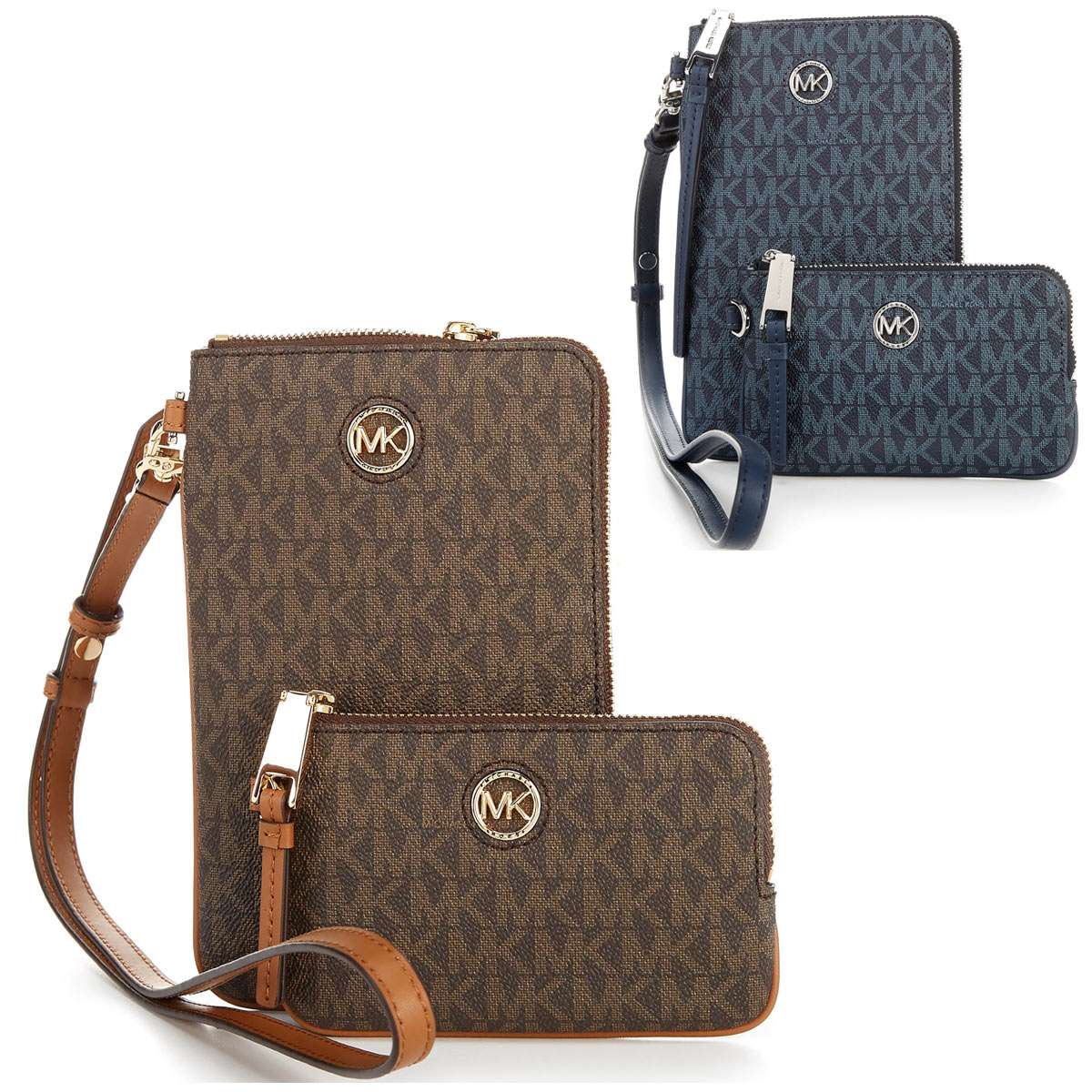 Michael Kors ポーチ ショルダーストラップ 2セット カードケース コインケース ブランド レディース 薄い Michael Kors ミディアム　ロゴ ジップ ポーチ ラニヤード