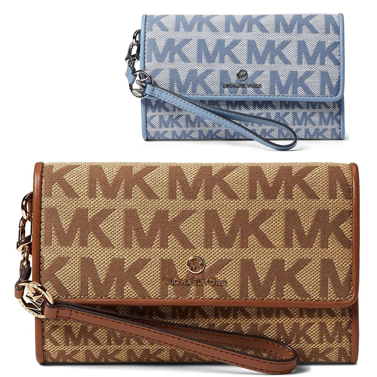 Michael Kors 紙入れ 長紙入れ 三つ折り スマホ納める ブランド名 レディース 歌留多入れ数多い 合切袋 Michael Kors ジェット機 仕掛ける 引きつける ラージ ロゴタイプ ジャ差し固める かっこ良い電話機 ウォレット