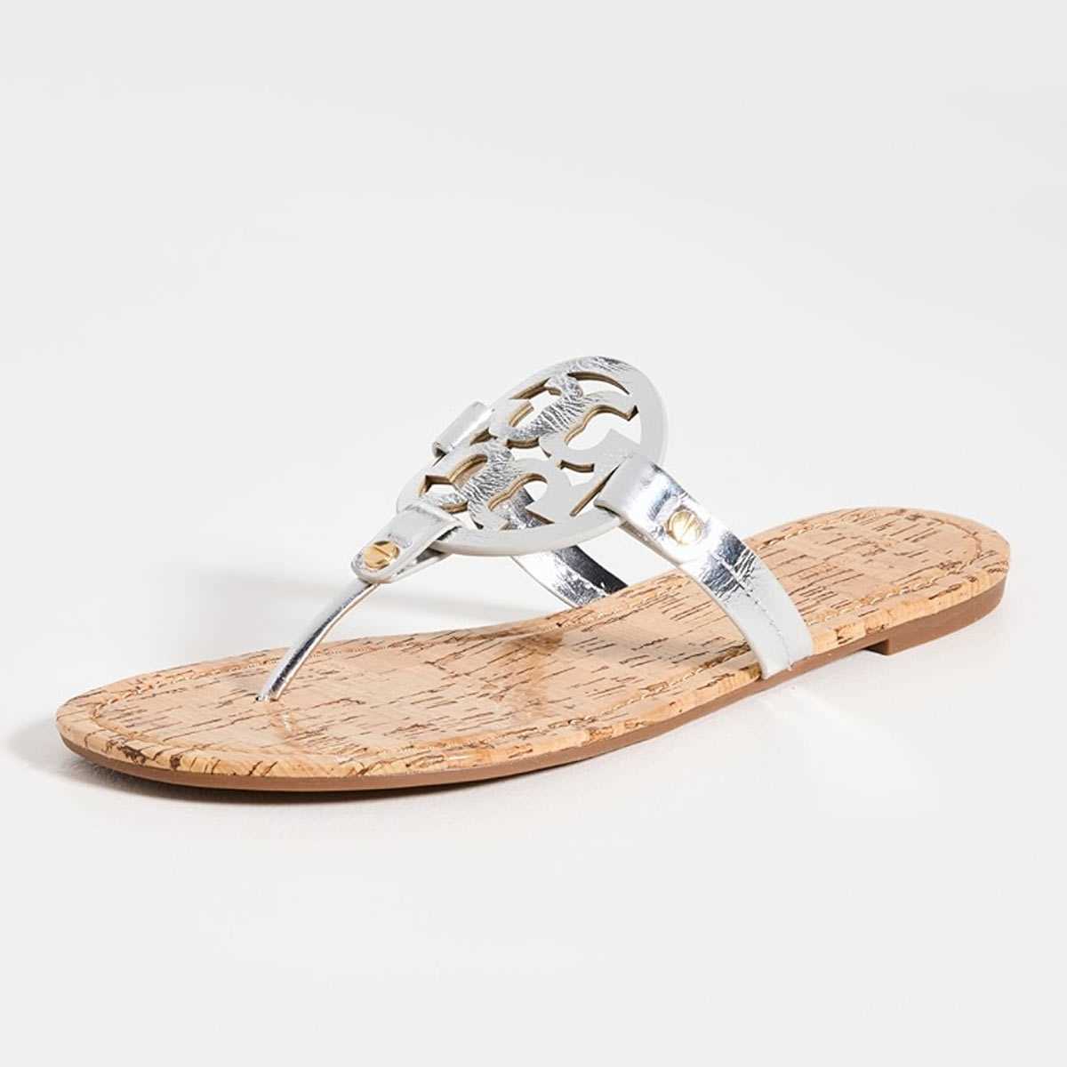 トリーバーチ トングサンダル レディース ブランド ぺたんこ サンダル コルクヒール フラット シルバー Tory Burch|LAngelina