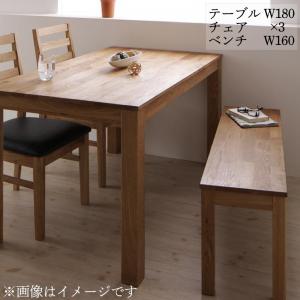 ダイニングテーブル 4人掛け 5点セット オーク 総無垢材(テーブル+チェア3+ベンチ1) PVC座 W180