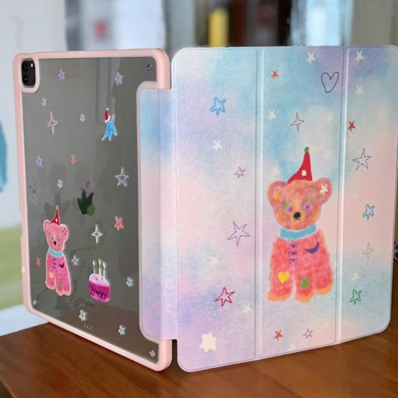 今めかしいな iPad 取りまかなう Saturnpop  クリスマス ベア iPad 容れもの Pro Air 保護すること 書き込み 拡張スロット 付き添い人