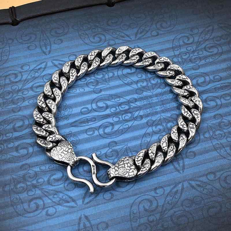 ハワイアン ブレスレット メンズ レトロ ブレスレット スター リング シルバー 999 メンズ ホイップ シングル フラット 祝福 ワード 古風 個性 ファッション シンプル 誇張 厚手 スタイル｜LAONsChoice