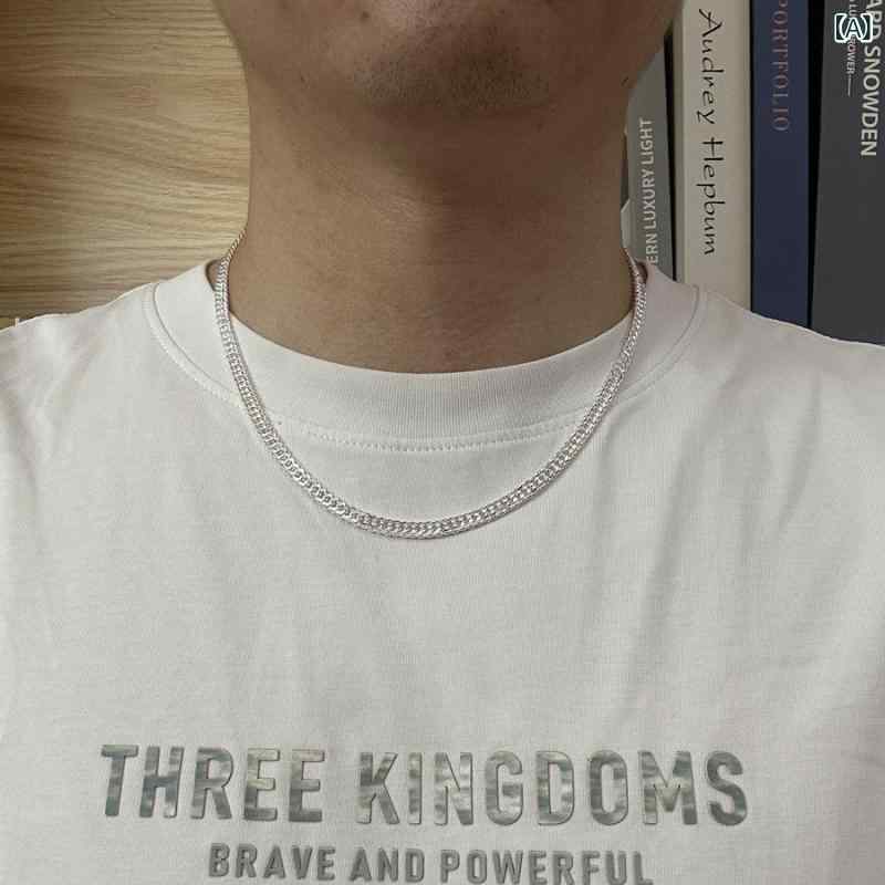 ハワイアン ブレスレット メンズ 999 スター リング シルバー メンズ ホイップ ネックレス ソリッド キューバ フラット チェーン 銀 ファッション 個性的 シルバージュエリー｜LAONsChoice 8,925円