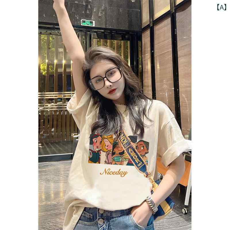 おしゃれなTシャツ レディース の カウンター Tシャツ レディース 半袖 夏 コットンプリント 万能 風 トップス