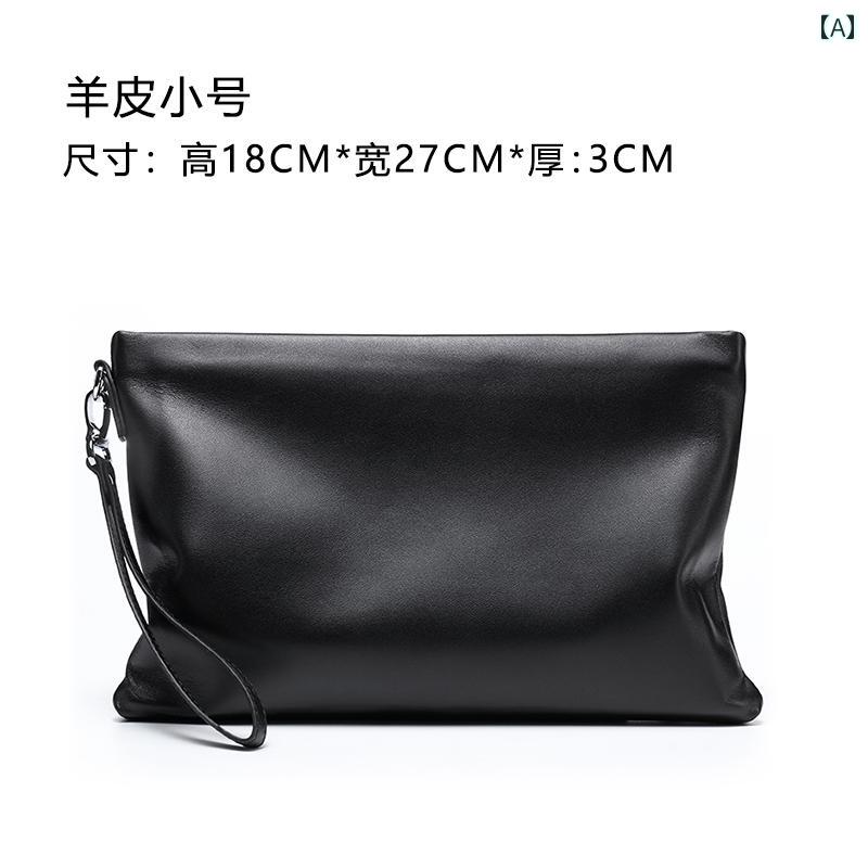 クラッチバッグ メンズ おしゃれ シープスキン ハンドバッグ メンズ 封筒 バッグ クラッチバッグ ソフトレザー レザーバッグ 牛革大容量 高級 ビジネス