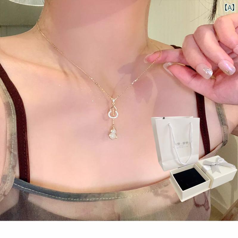 ネックレス レディース ジュエリー Laofengxiang s 925 シルバーと ネフライト 翡翠 ひょうたん ネックレス 女性 幸運 ペンダント レトロ アクセサリー 軽量 高級 ハイエンド