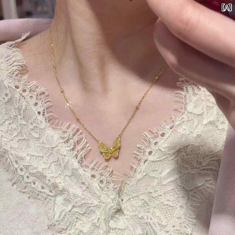 ネックレス レディース ジュエリー 周 環 福 ゴールド シルバー ネックレス 女性 蝶 花月 幸運 ペンダント 彼女 親友 バレンタイン デー ギフト