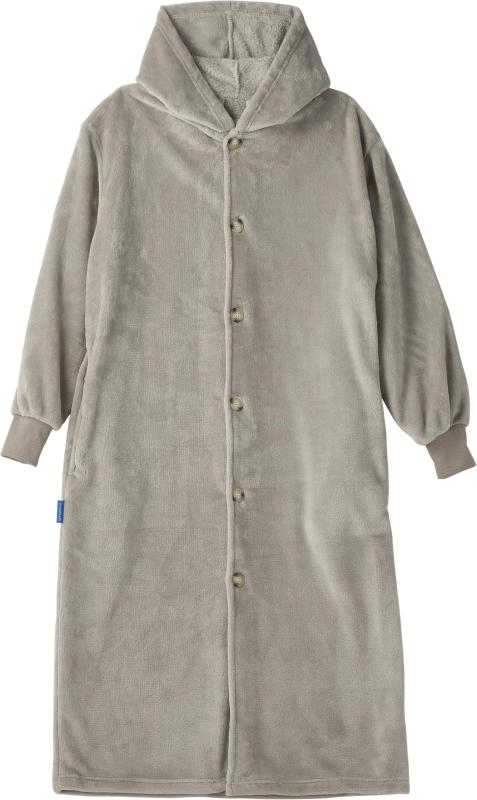 mofua (モフア) 着る毛布 かいまき 男女兼用 冬 あったか フード付き Lサイズ (着丈:約125cm) グレージュ [ シームポケット 袖口リブ プレミアムマイクロファイバー ルームウェア ] 484784N8