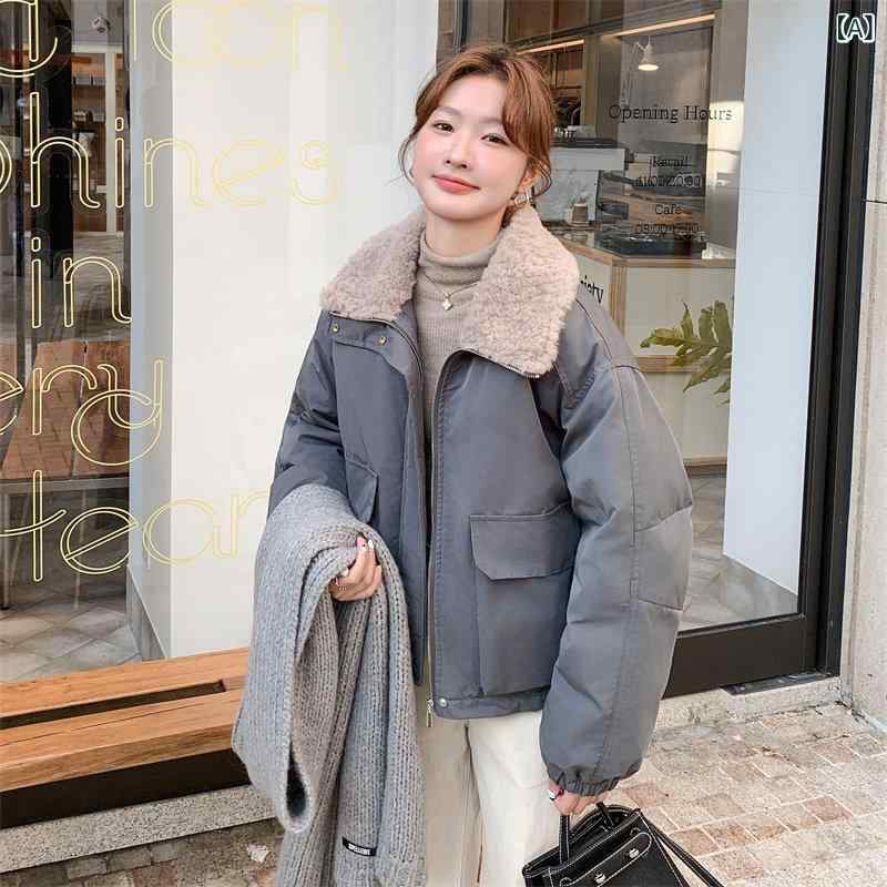 レディース パーカー お山 ラムウール 色つや 薄墨色 細工物御召しもの 落ちこむ 上衣 レディース 冬 2025 遊撃手 アメリカン レトロ パーカー 綿織物厚地の外套